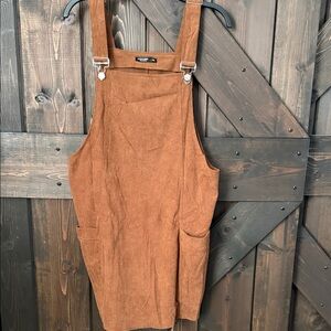 SHEIN Brown Corduroy Pinafore Dress